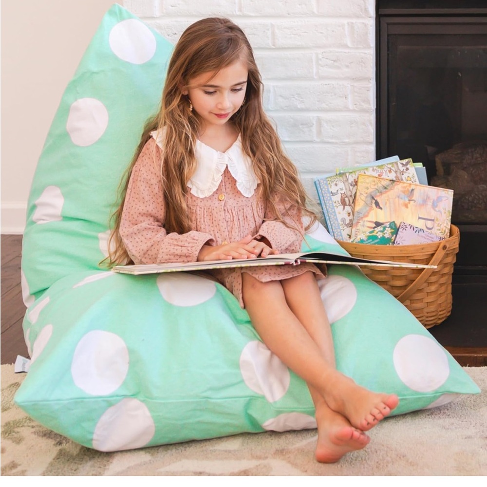 Butterfly Craze Kid’s Beanbag Cover and Stuffed Animal Storage Teal White